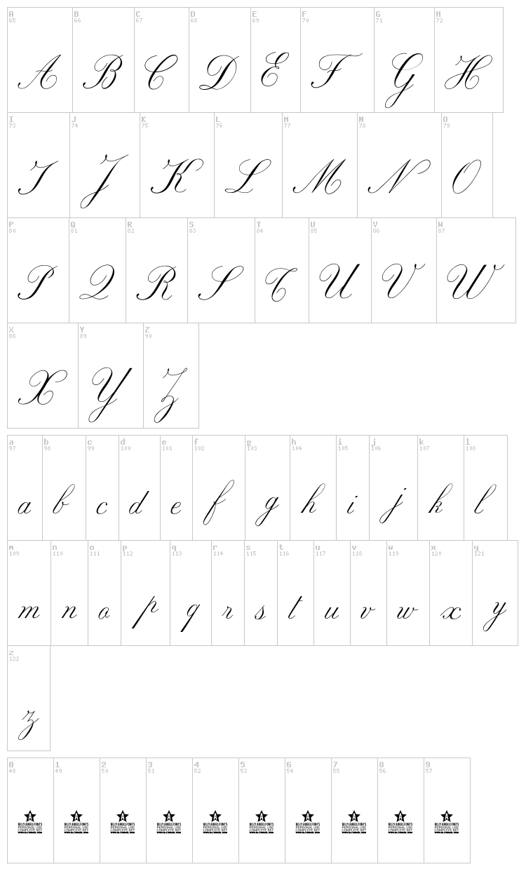 Marriage Moment font map
